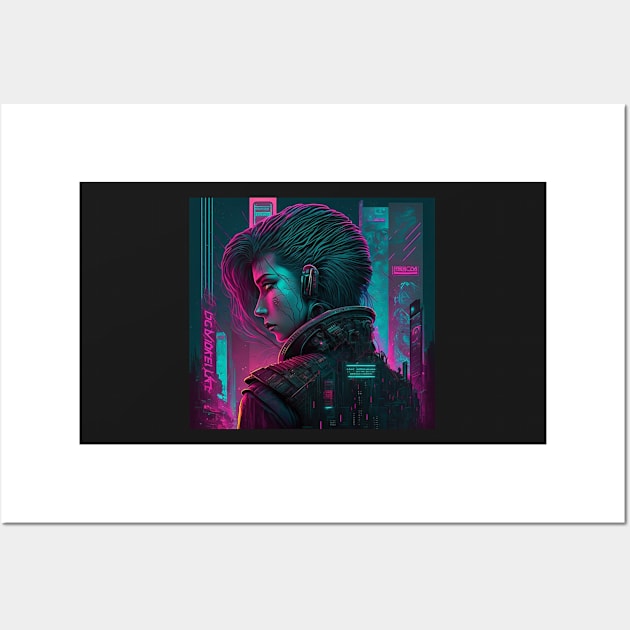 Cyberpunk woman android cyborg Wall Art by SJG-digital